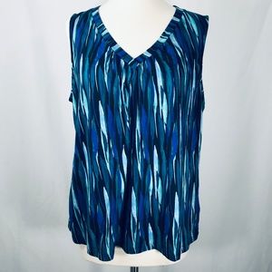 Apt 9 | V-Neck Sleeveless Blouse in Blue and Teal